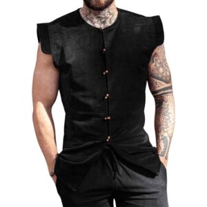 Heinrich Mens Lined Medieval Vest - Black