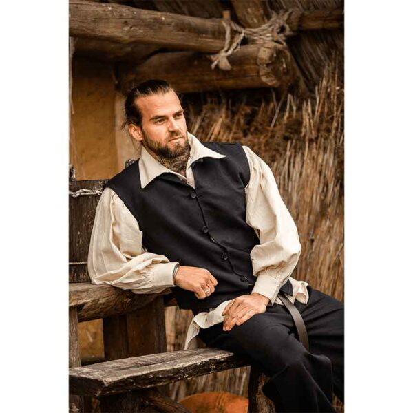 Irvin Hand Woven Cotton Medieval Vest - Black