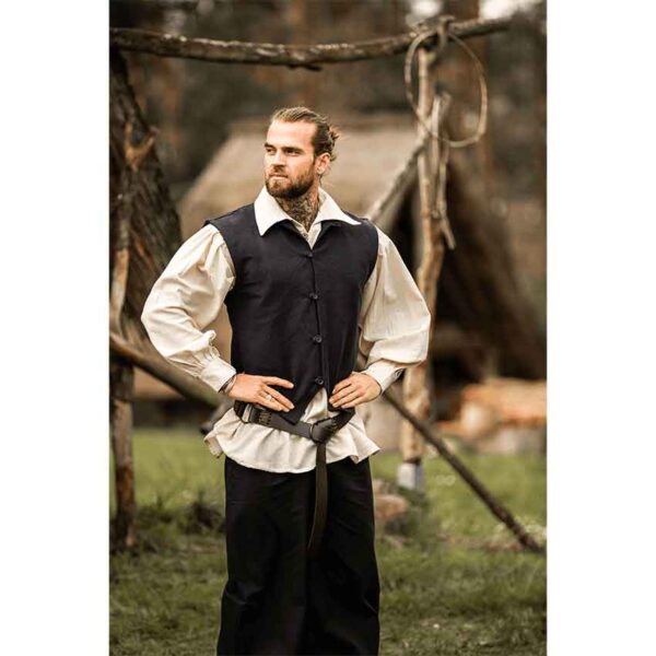 Irvin Hand Woven Cotton Medieval Vest - Black