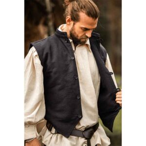 Irvin Hand Woven Cotton Medieval Vest - Black
