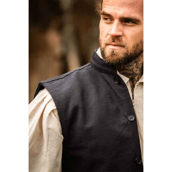 Irvin Hand Woven Cotton Medieval Vest - Black