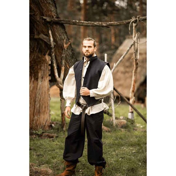 Irvin Hand Woven Cotton Medieval Vest - Black