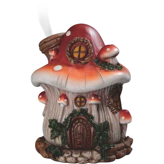 Red Mushroom House Incense Burner