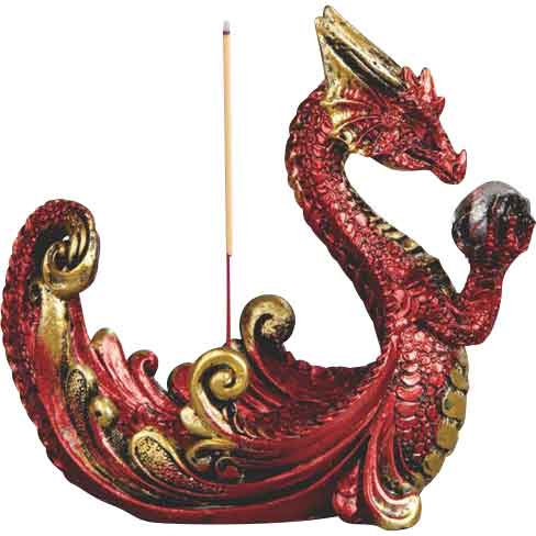 Red Wind Guardian Dragon Incense Burner