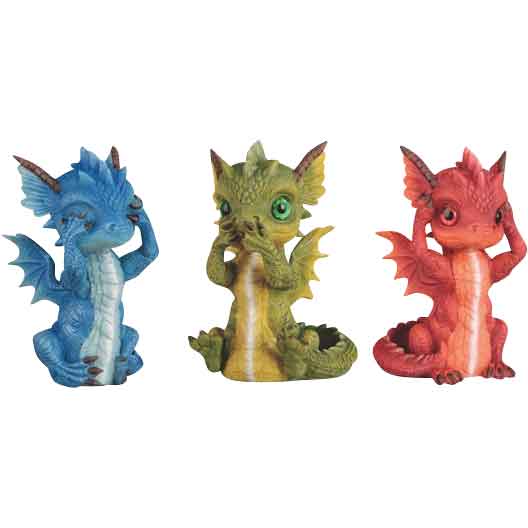 No Evil Dragon Hatchlings Statue Set
