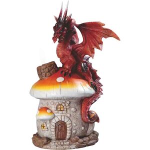 Red Dragon on Mushroom House Incense Burner