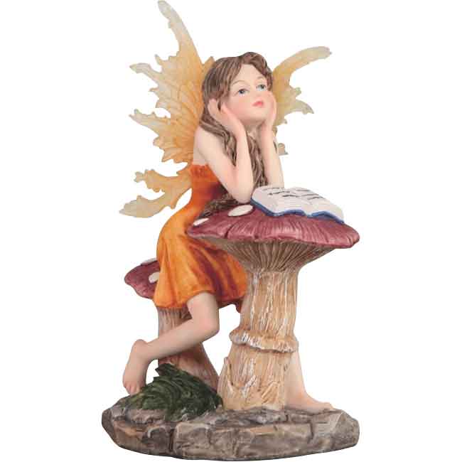 Daydreaming Fairy with Mushroom Statue