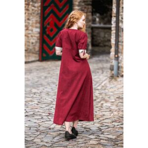 Denise Women's Medieval Summer Dress - Red with Natural