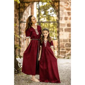 Denise Women's Medieval Summer Dress - Red with Natural