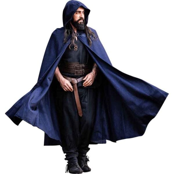 Ilmar Medieval Cloak with Dragon Clasp - Blue