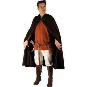 Ilmar Medieval Cloak with Dragon Clasp - Brown