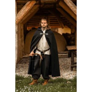 Ilmar Medieval Cloak with Dragon Clasp - Black