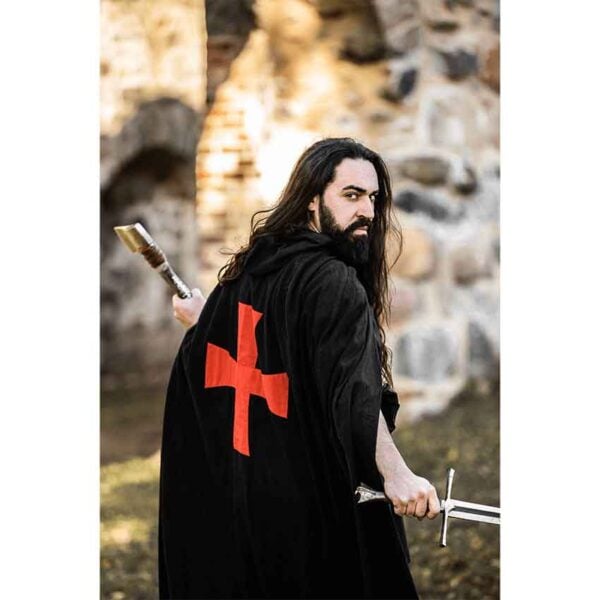 Arnulf Knights Templar Cloak - Black with Red