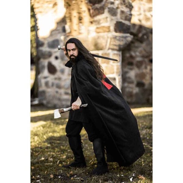 Arnulf Knights Templar Cloak - Black with Red