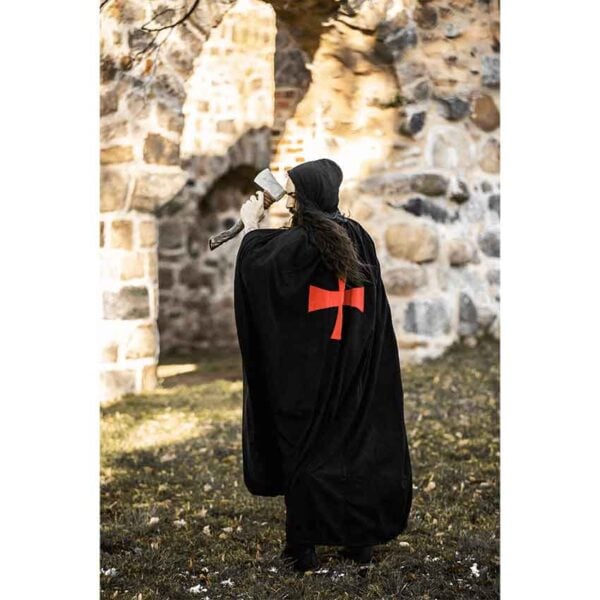 Arnulf Knights Templar Cloak - Black with Red