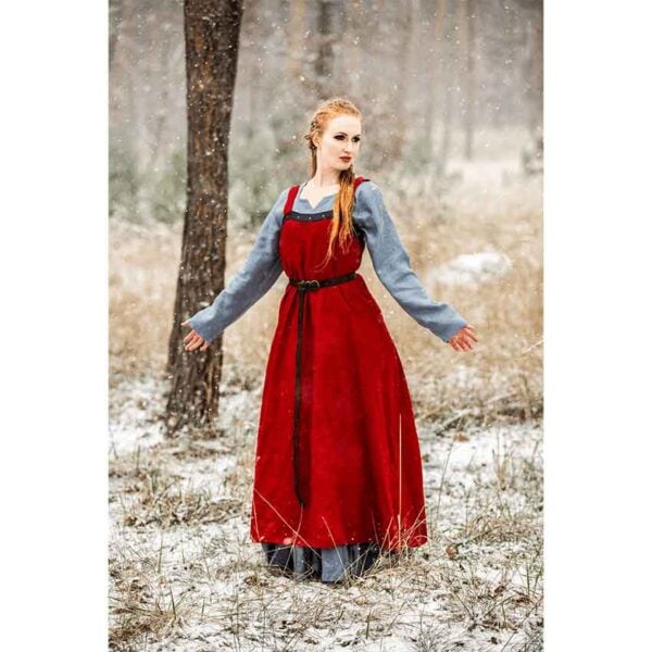 Alena Viking Linen Overdress - Red