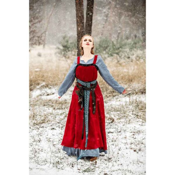 Alena Viking Linen Overdress - Red
