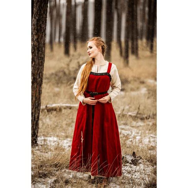 Alena Viking Linen Overdress - Red