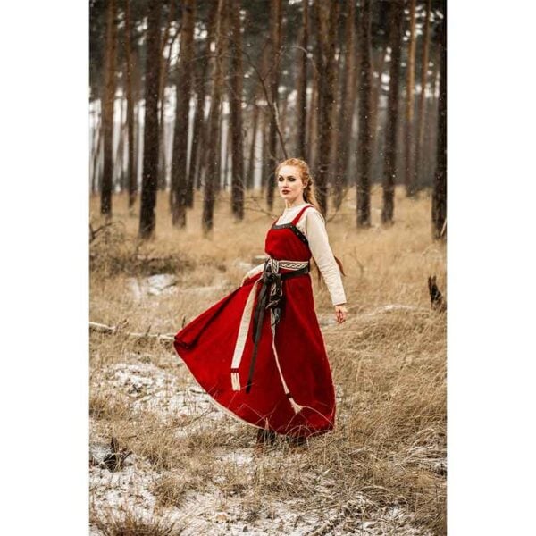 Alena Viking Linen Overdress - Red