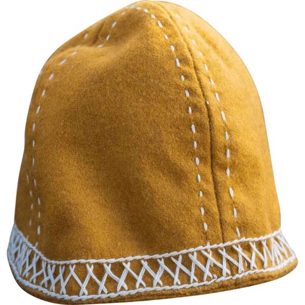 Yngvy Embroidered Viking Wool Cap - Mustard Yellow