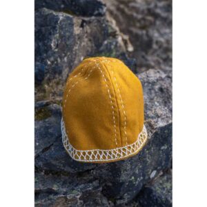 Yngvy Embroidered Viking Wool Cap - Mustard Yellow