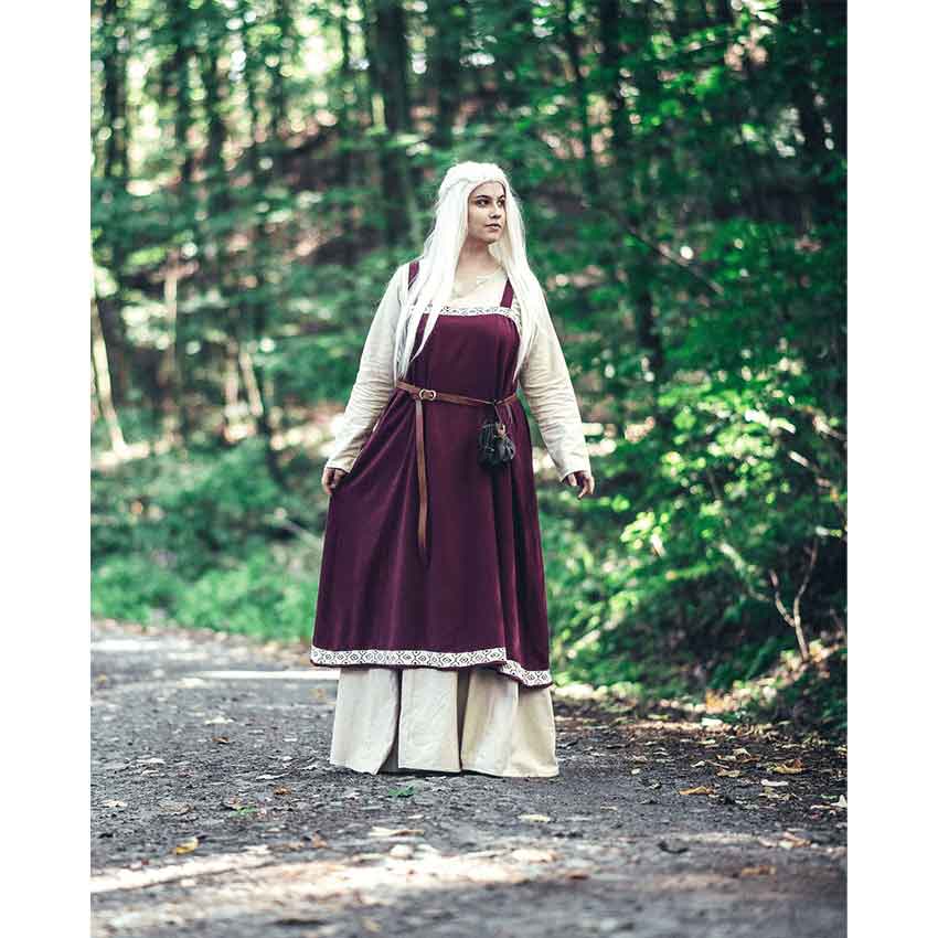 Halla Embroidered Viking Overdress - Red