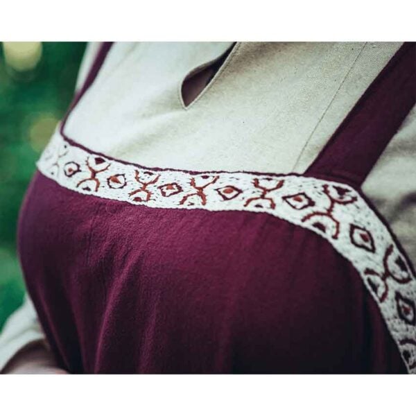 Halla Embroidered Viking Overdress - Red
