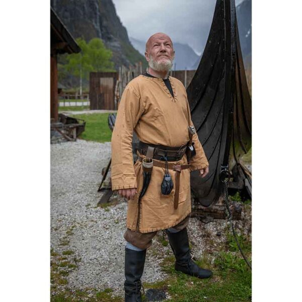 Erwin Stitched Viking Tunic - Honey Brown