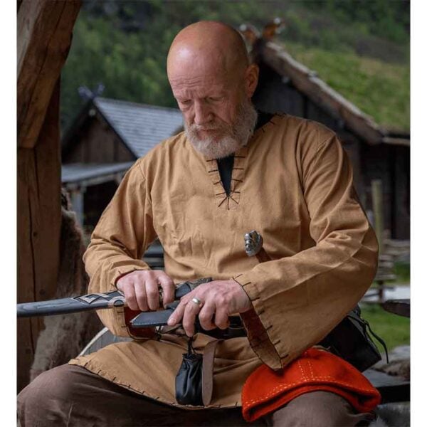 Erwin Stitched Viking Tunic - Honey Brown