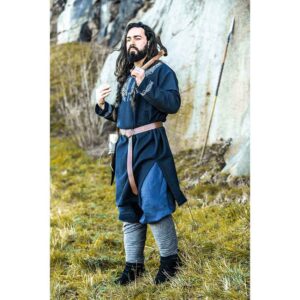 Snorri Urnes Embroidered Viking Tunic - Black with Blue