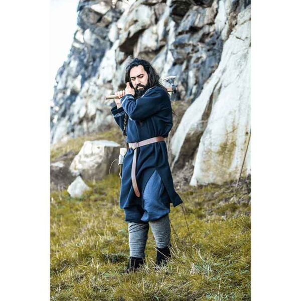 Snorri Urnes Embroidered Viking Tunic - Black with Blue