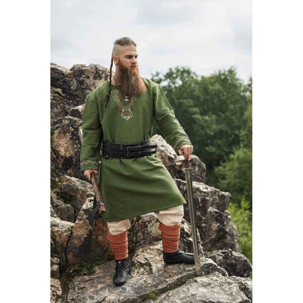 Freki Embroidered Viking Tunic - Green