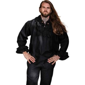 Dracula Ruffled Pirate Shirt - Black