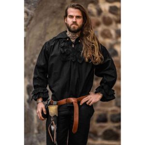 Dracula Ruffled Pirate Shirt - Black