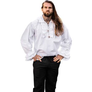 Dracula Ruffled Pirate Shirt - White