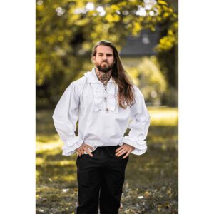 Dracula Ruffled Pirate Shirt - White