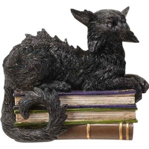 LED Wicked Black Cat on Books Statue