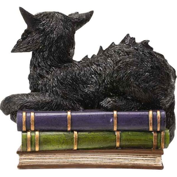 LED Wicked Black Cat on Books Statue