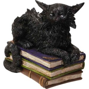 LED Wicked Black Cat on Books Statue