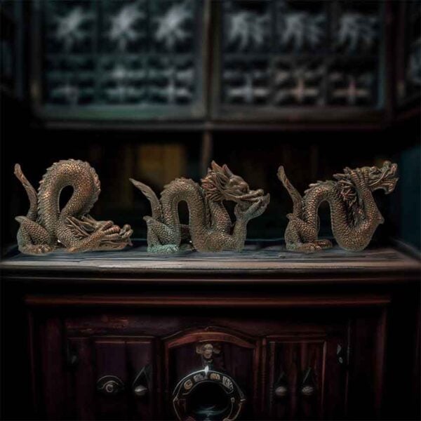 No Evil Chinese Dragon Statue Set