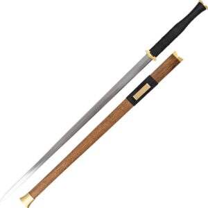 Ring Pommel Handmade Han Jian Sword with Stand