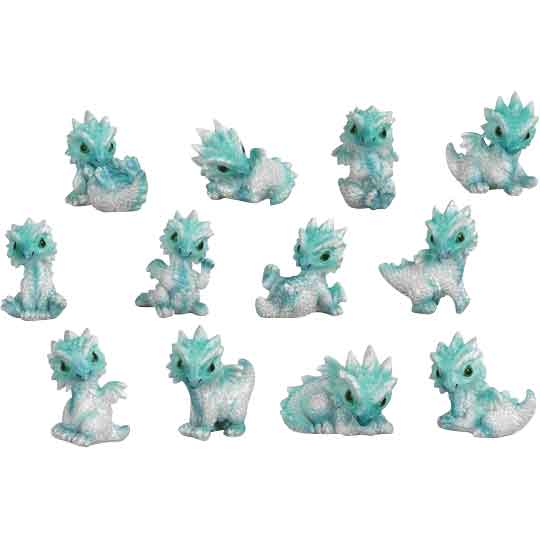 Mini Ice Dragon Hatchling Statue Set