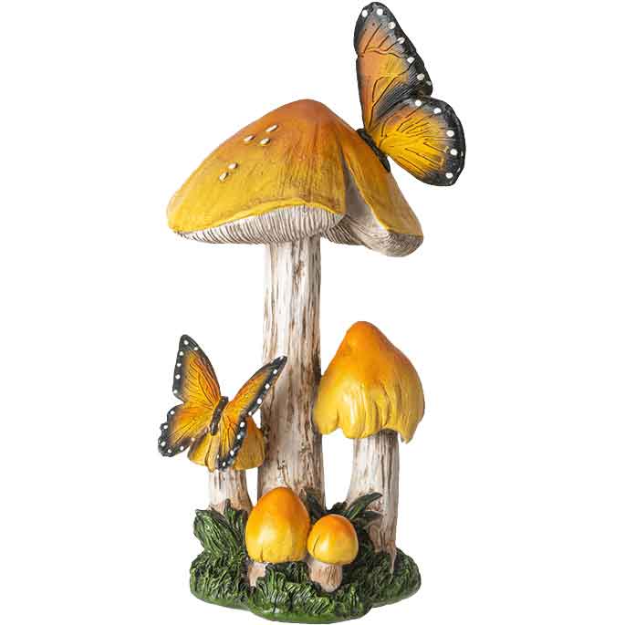 Yellow Mushrooms with Butterflies Statue
