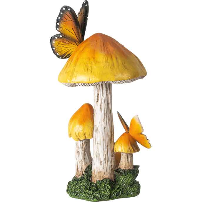 Yellow Mushrooms with Butterflies Statue