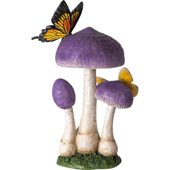 Purple Mushrooms with Butterflies Statue