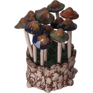 Ceramic Mushroom Picks Set of 12 with Planter