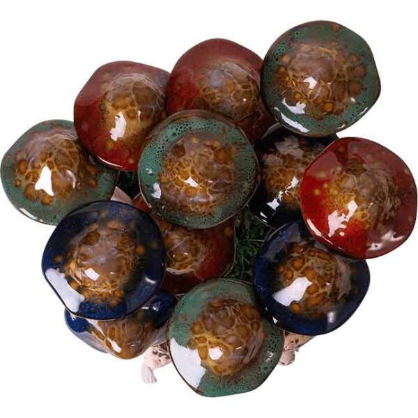 Ceramic Mushroom Picks Set of 12 with Planter