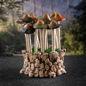 Ceramic Mushroom Picks Set of 12 with Planter
