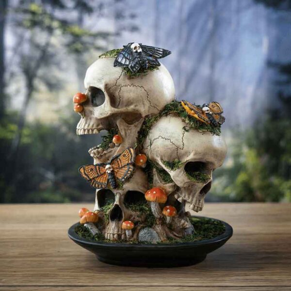 Death's-head Moths on Skulls Statue