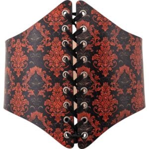 Gothic Damask Leather Waist Cincher